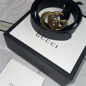 Gucci Black Belt with Gold Buckle